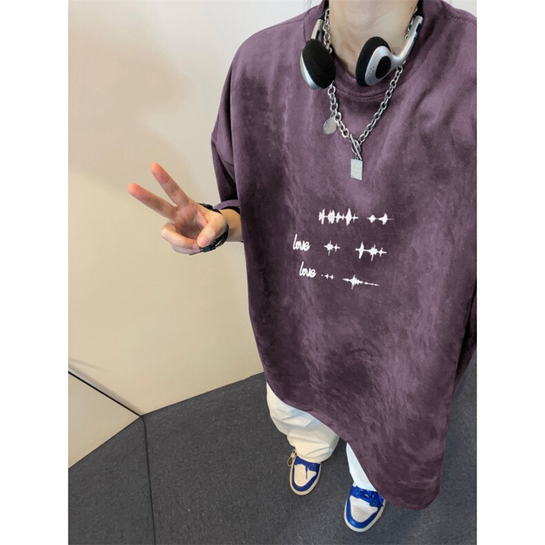 2026夏季新款麂皮绒得物抖音品质印花短袖T恤djp265-特批23控39,男装T恤,星座605(原A050)