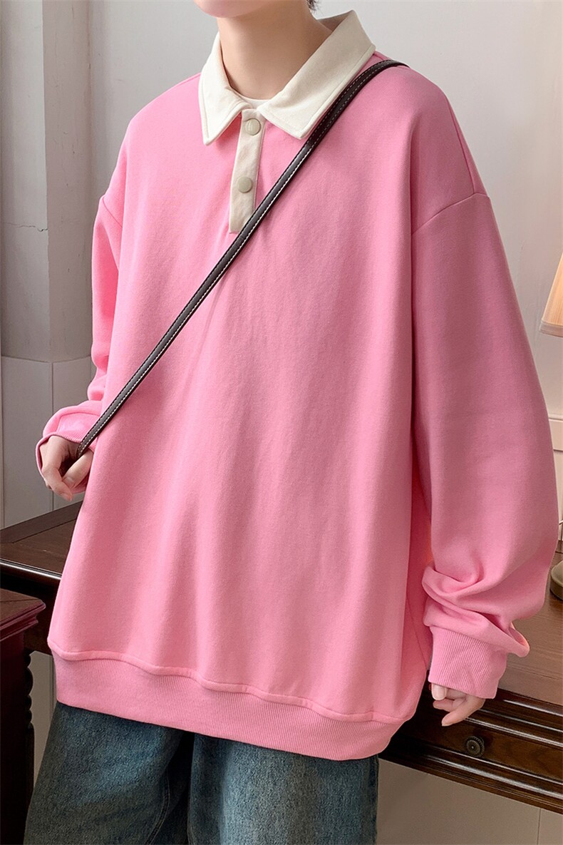 春装潮百搭纯色衬衫2023新品学生拼接卫衣男女WY3672-P65控价88,男装卫衣,电商A441-1