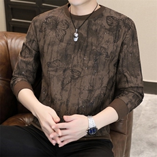 秋季满天星时尚破洞圆领套头卫衣男宽松休闲帅气打底衫L615-P42，男装T恤，星座310B-3