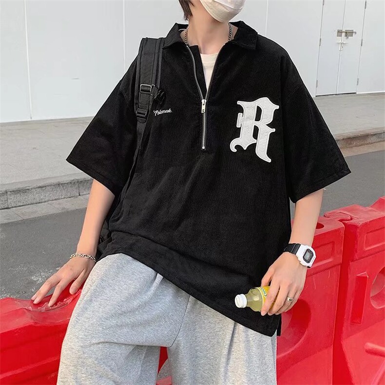 复古POLO衫上衣高街POLO刺绣短袖HT81P32,男装Polo衫,星座1116-2