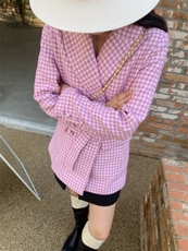 粉格西装，女装西装，HE