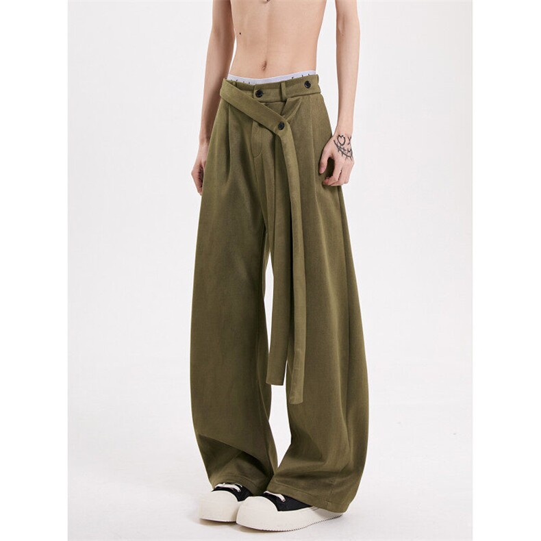 K878-P55现货春装麂皮绒复合休闲拖地裤宽松直筒裤，男装休闲裤，电商B327