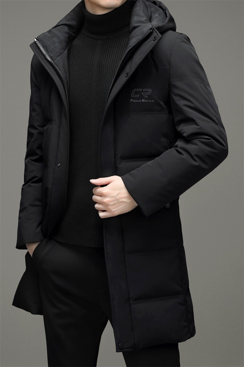 冬季休闲羽绒服长款男白鸭绒加厚保暖爸爸装羽绒外套HM51820-P325,男装羽绒服,电商B212（原钱塘6029）