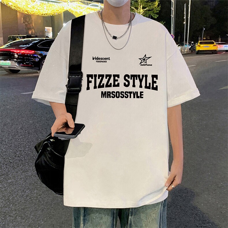 T788大码宽松纯棉运动圆领体恤衫oversize短袖T恤男重磅T,男装T恤,星座304A-1