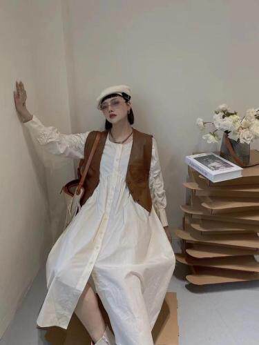 【现货】秋季新款皮马甲两件套连衣裙，女装马夹，1+9