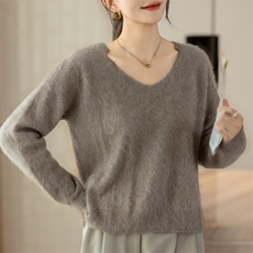 2024秋冬新款羊绒一线成衣纯色V领羊绒衫，女装羊绒衫，咔绒特