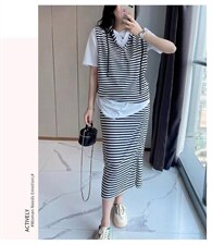 夏季条纹三件套，其它，简蔻