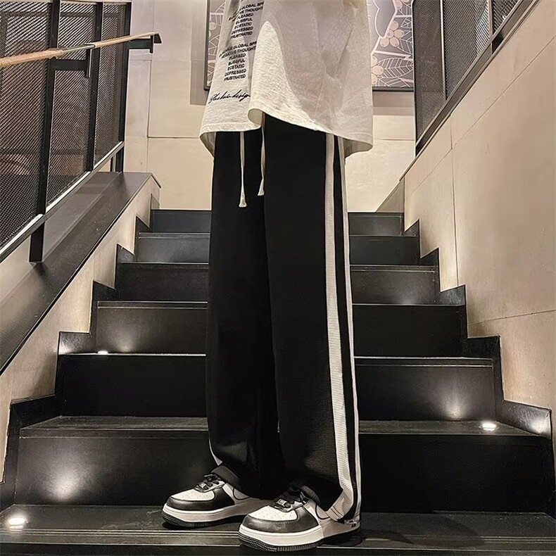 秋冬季潮宽松腰春秋新款拼接休闲裤长裤宽松型常规青少年9R97/P38,男装休闲裤,星座506