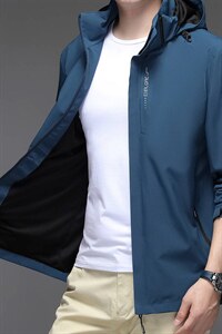 秋季男士夹克连帽薄款春秋中年带帽子外套商务休闲爸爸装外穿上衣图片