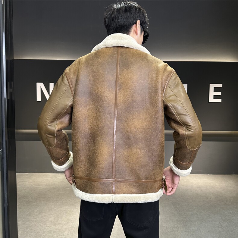 模特图冬季保暖外套皮毛一体加厚夹克羊羔毛外套白底8907p215,男装夹克,电商A203-1