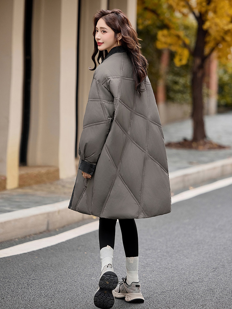 现货主推~白鸭绒羽绒服2004气质牛仔拼接大气百搭外套女装,女装羽绒服,半夏