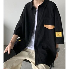 日系短袖衬衫男款夏薄款宽松休闲百搭衬衣凉感港风上衣LS2202P34，男装衬衫，星座1013-5