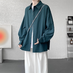 8XL-M泡泡纱盐缩肌理长袖衬衫男夏季冰丝外套防晒衬衣CS29007P40图片