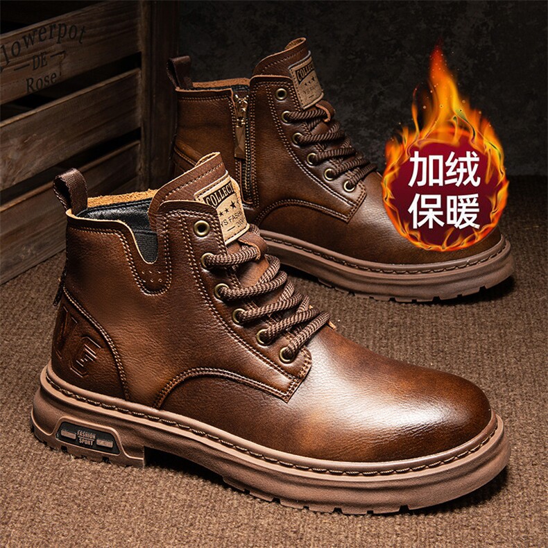 X4419-98棉鞋冬季加绒保暖靴子耐磨防滑男靴厚底短靴，男鞋靴子，星座1407-3
