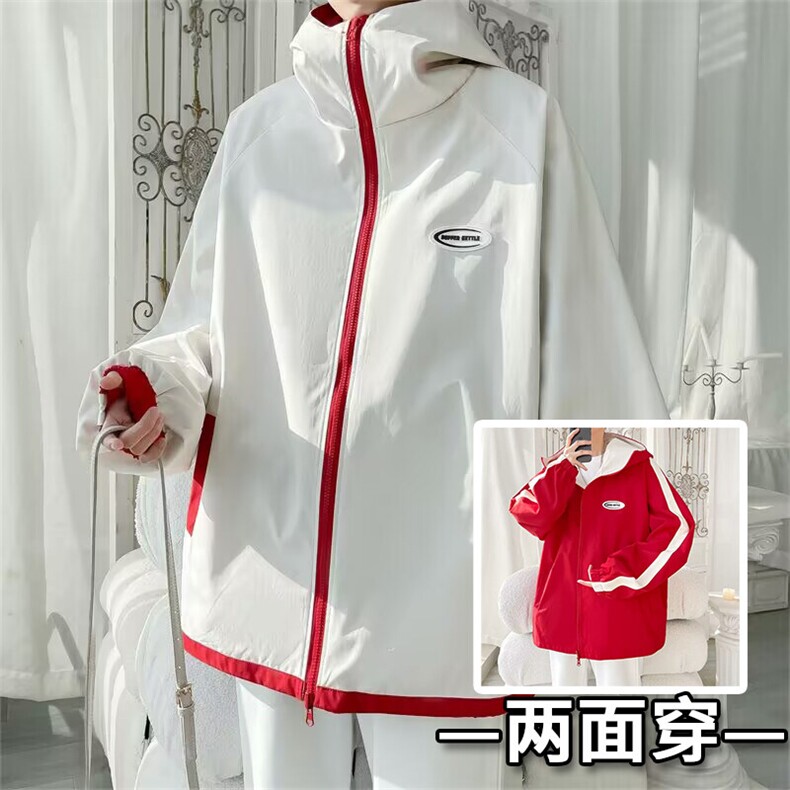 JK9012/P70春装现货新款两面服夹克男防水冲锋衣大码外套两面穿，男装夹克，电商A141