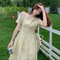 夏季新品！天丝拼接刺绣度假风连衣裙95130-208A-P165-K250，女装连衣裙，浙宝208A