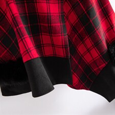 2024秋冬新款毛呢斗篷短裤红色格纹显瘦小洋装两件套袖毛可拆卸，女装套装/套裙，雅静靓衣