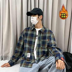 复古格子衬衣休闲长袖衬衫外套常规C751-特P32/加绒C9731-特P42，男装衬衫，电商A007