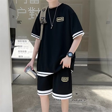 春秋季休闲套装男韩版潮流ins短袖宽松港风运动短裤两件套TZ1015，男装休闲套装，星座1116A-1（原606A）