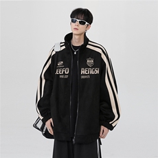 春季外套夹克春款麂皮绒美式潮牌情侣休闲运动夹克棒球服特p68，男装夹克，电商C307