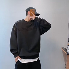 美式重磅圆领卫衣男秋季打底上衣男女同款情侣装男装卫衣WY8072，男装T恤，星座302B-2