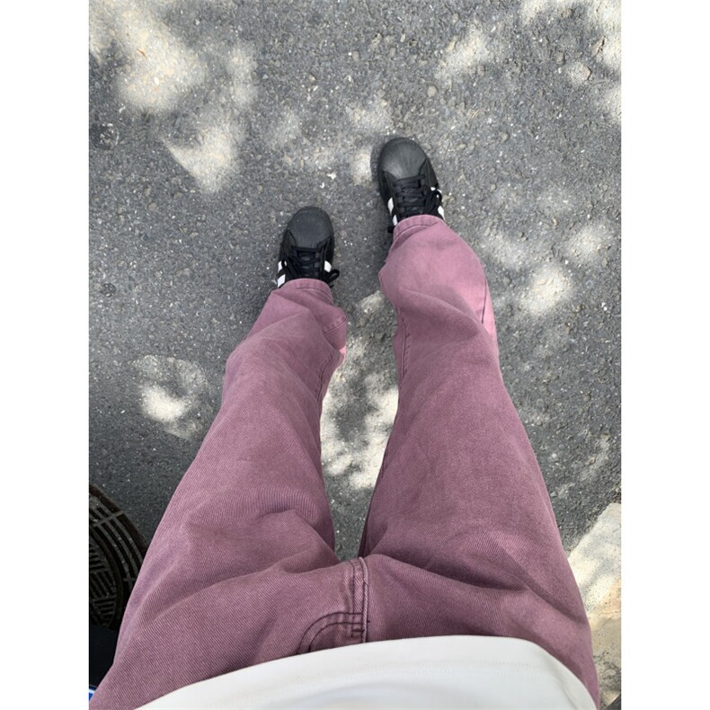 【网图】紫色牛仔裤美式复古vibe裤子男直筒微喇裤KZ516LL-特48,男装牛仔裤,星座1007（原301D）