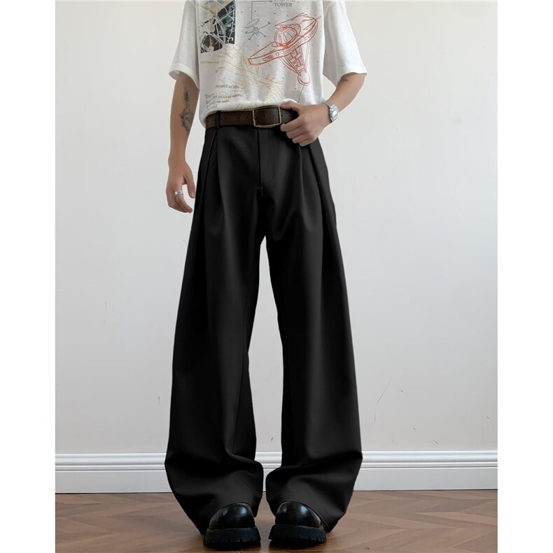 美式立体剪裁宽松休闲裤基础通勤cleanfit双褶设计感西裤子-XK773，男装西裤，星座601-1