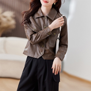 皮衣外套女2023年秋冬新款水洗皮机车服显瘦pu皮夹克韩版短外套潮图片