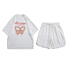 白底2023夏季新款蝴蝶印花冰丝休闲运动套装TZ912P65---控88，男装休闲套装，电商A247-1