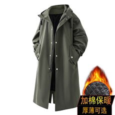 5W件长年冲锋风衣男中长款大衣男F174薄P90加棉P100特价白底E，男装风衣，星座401