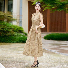 现货连衣裙2024夏季新款无袖印花长裙仙女裙百搭女款，商品下架区，韩然一族