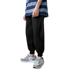 202-7-G秋季新款卫裤男宽松拼接潮流针织裤运动休闲裤，男装休闲裤，星座1302
