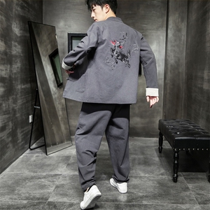 A79 P105 室内风 2024秋季新款汉服风麒麟刺绣套装长裤长袖图片