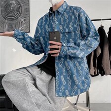 ins欧美高街嘻哈西海岸腰果花长袖衬衫C003P32,男装衬衫,星座1116-2