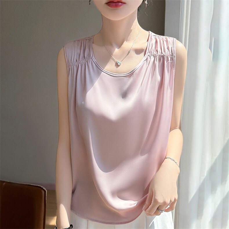 NX-2684-醋酸松紧圆领,女装背心吊带,暖习羊绒