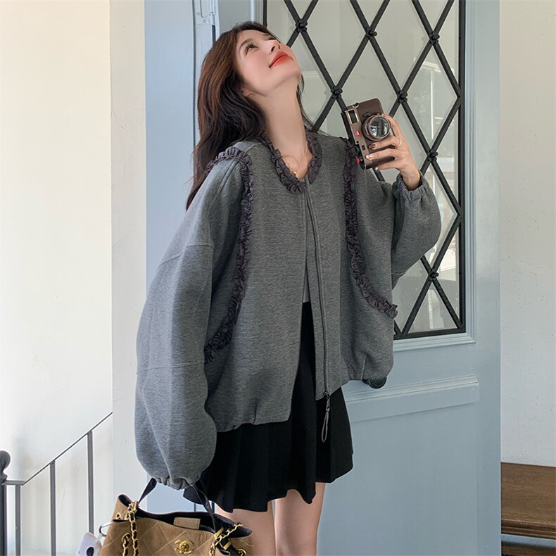 有货2026春木耳花边卫衣外套2C317A-8531-P155-K248,女装短外套,2C317A