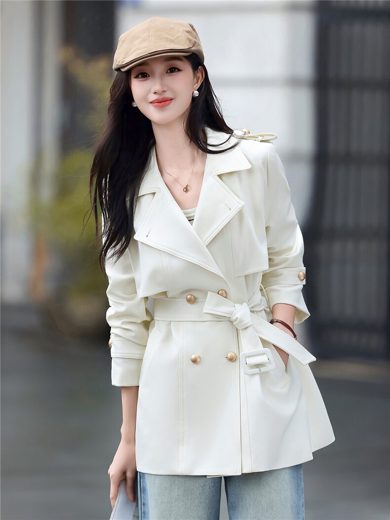 高端时尚双排扣女2026秋新款气质宽松显瘦西装领风衣外套送腰带,女装风衣,火爆靓佳人