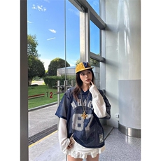 夏季大网眼球衣美式街头复古印花球服短袖t恤男女夏季TA85-P37，男装T恤，星座208-5