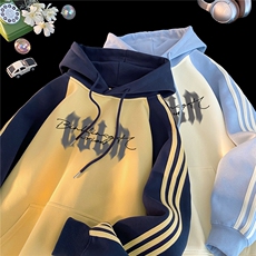 高品质！全棉重磅400克三条杠撞色印花连帽卫衣RH1211p63控98，男装卫衣，星座610B-1