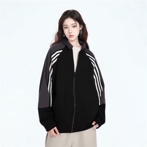 网图现货 美式拼接立领潮流撞色宽松卫衣男女W103特P50图片
