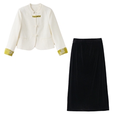 新中式国风盘扣短款休闲外套女2024早初春新款小个子立领女装上衣，女装套装/套裙，涵墨