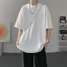 超大码金属标手工设计肌理感短袖T恤8XL-M垂感冰丝半袖DX1220/P38，男装T恤，电商B238