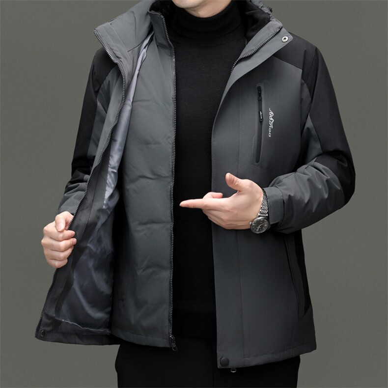 新款主推 2色 三防冲锋衣羽绒棉内胆棉服三合一图片