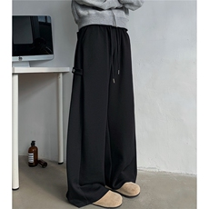 冬装重磅加绒阔腿拖地弯刀裤休闲裤男纯色百搭运动长裤D382P68，男装休闲裤，电商A335-1（原A458）