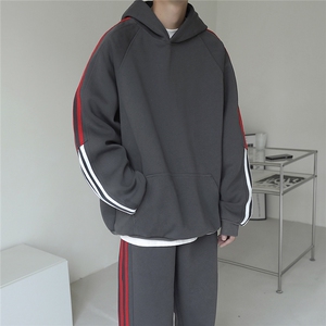 套头连帽卫衣夹克秋冬潮男棉外套卫裤休闲裤011套装-衣-75 裤-55图片