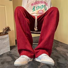 麂皮绒直筒休闲裤B342-K7006-P50控68，男装休闲裤，电商B342