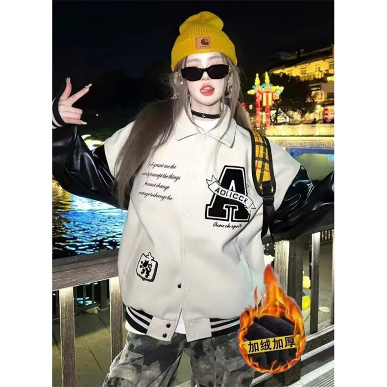 棒球服外套男春季新款翻领刺绣情侣立领夹克宽松拼接上衣JKA230,男装夹克,星座1116A（原606A-3）