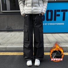 防水工装拖地裤保暖银狐绒男美式中性伞兵裤K1302J加绒-特P50控98，男装棉衣，电商A001