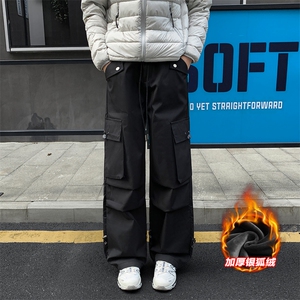 防水工装拖地裤保暖银狐绒男美式中性伞兵裤K1302J加绒-特P50控98图片