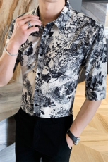312A-116-P552025新款韩版修身帅气花衬衫英伦时尚男士衬衣A，男装衬衫，星座312A-5